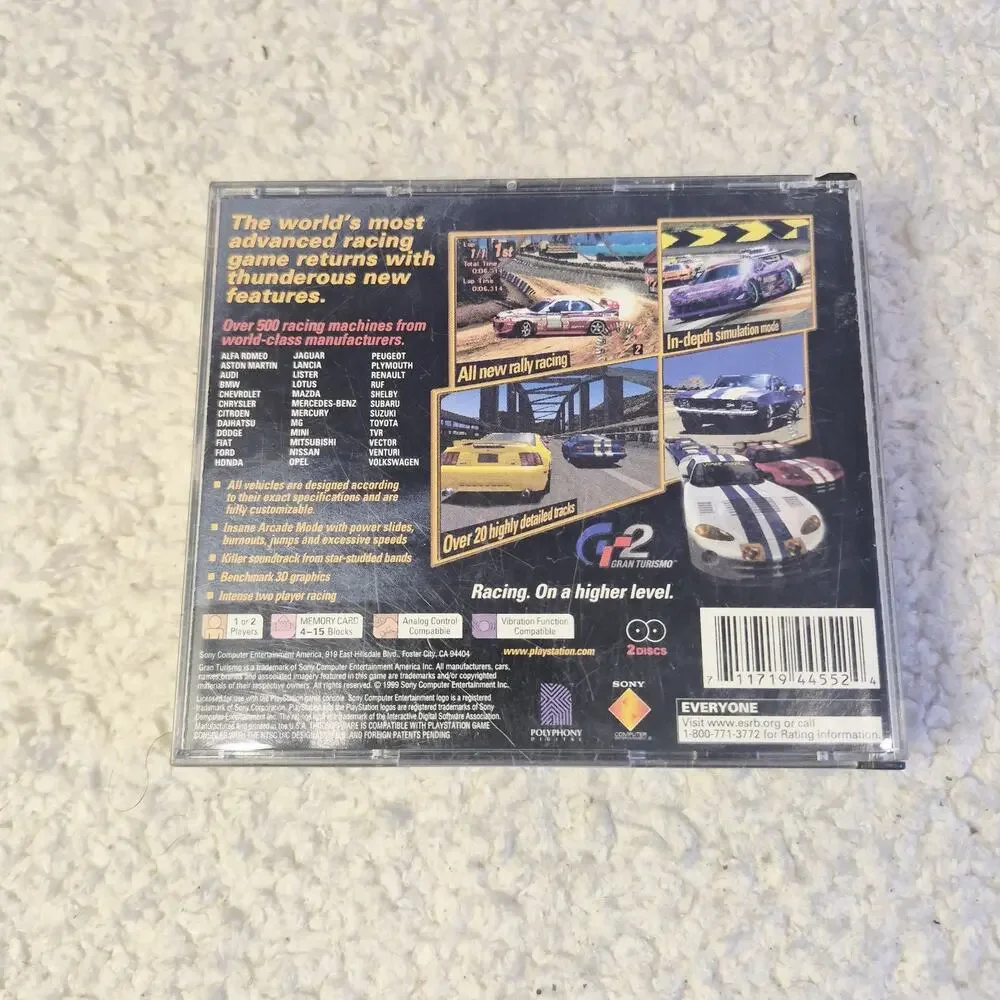 Gran Turismo 2 (Sony Playstation, PS1) Complete w/Man Tested